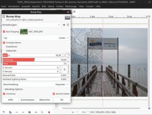 Abbildung 6: Schnelle strukturelle Anpassungen in einem Bild erzeugt man mit dem Filter <span class="ui-element">Bump Map</span>. Damit &uuml;bertragen Sie problemlos die Struktur eines Fotos auf ein anderes und arbeiten sie mehr oder minder stark heraus.