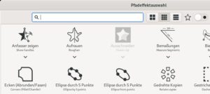 Abbildung 1: Der Auswahldialog für die Pfadeffekte gibt einen Überblick über die Möglichkeiten, die diese Funktionen bieten. Über <span class="ui-element">Experimentelle Effekte zeigen</span> aktivieren Sie weitere Einträge.