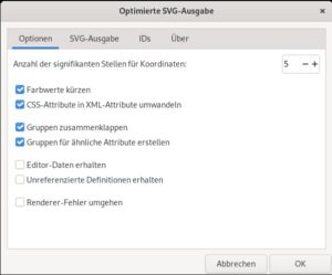 Abbildung 1: Speichern Sie unter Inkscape Ihre Datei als optimiertes SVG ab, &ouml;ffnet sich dieser Dialog.