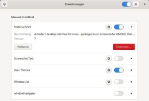 Abbildung 1: &Uuml;ber die mit Gnome&nbsp;3.36 eingef&uuml;hrte <span class="ui-element">Erweiterungen</span>-App bietet Gnome endlich eine einfache Oberfl&auml;che zum Verwalten von Erweiterungen.