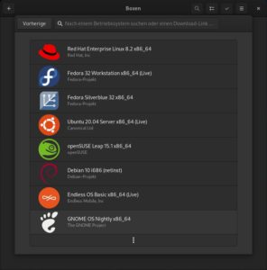 Abbildung 5: Mit Gnome&nbsp;3.38 gliedert sich das bislang weitgehend unbekannte Gnome&nbsp;OS in die Virtualisierungs-Software <span class="ui-element">Boxen</span> ein.