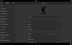 Abbildung 6: Arch Linux ARM präsentiert sich mit Kernel 5.9.1 und Gnome 3.38.1 etwas aktueller als der Debian-Ableger Mobian, bringt aber weniger vorinstallierte Software mit.