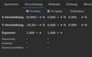 Abbildung 6: &Uuml;ber die passenden Eingaben im Reiter <span class="ui-element">Verschiebung</span> sorgen Sie daf&uuml;r, dass die Klone sich nahtlos zu einer gekachelten Fl&auml;che zusammenf&uuml;gen.