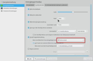 Abbildung 7: Zur Sicherheit eines mobilen Ger&auml;ts mit verschl&uuml;sselten Datentr&auml;gern geh&ouml;rt auch, dass das Herunterklappen des Bildschirms mit dem <span class="ui-element">Ruhezustand</span> die Festplatten versperrt, statt sie im <span class="ui-element">Standby</span>-Modus unversperrt zu lassen.