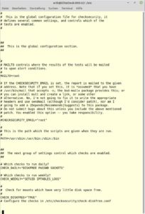 Abbildung 1: Über die Datei <code>checksecurity.conf</code> nehmen Sie grundlegende Einstellungen vor. Das Setup der einzelnen Plugins erfolgt über gesonderte Konfigurationsdateien.