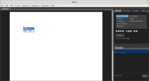 Abbildung 2: Automatische Vervollst&auml;ndigung, hier zu sehen am Beispiel <code>FADE IN</code>. Das Programm wei&szlig; durch die Position im Dokument bereits, dass ein Scene Heading folgt, und konvertiert daher alles in Gro&szlig;buchstaben. Nach der Eingabe "I" erm&ouml;glicht es die Auswahl von <code>INT</code> und <code>INT/EXT</code>.