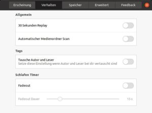 Abbildung 3: Sofern Cozy den Autor eines Hörbuchs als Leser erkennt, können Sie dies in den Einstellungen unter <span class="ui-element">Verhalten</span> mit <span class="ui-element">Tausche Autor und Leser</span> umkehren – allerdings immer nur für alle Hörbücher.