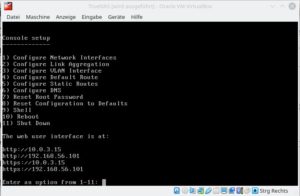 Abbildung 3: Nach der Installation und einem Neustart erfolgt die Initialisierung von TrueNAS. An deren Ende erhalten Sie unter anderem eine IP in der Form <code>http://192.168.<em class="replaceable">x</em>.<em class="replaceable">y</em></code>, die Sie im Browser eingeben und damit das Dashboard starten.