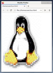 Abbildung 4: Tux als Kl&ouml;tzchengrafik im Webbrowser.