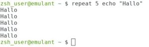 Abbildung 13: Das <code>repeat</code>-Kommando der Zsh im Einsatz.