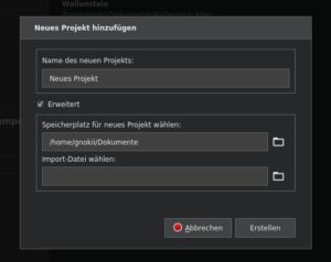 Abbildung 3: Um ein neues Projekt anzulegen, geben Sie im entsprechenden Dialog den Namen ein und bestimmen bei Bedarf den Ablageort.