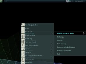 Abbildung 5: Der Fenstermanager Awesome bietet neben den Modi Floating und Tiling auch Stacking sowie verschiedene Darstellungsvarianten, die Sie &uuml;ber das Men&uuml; erreichen.
