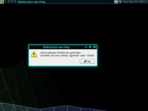 Abbildung 7: Der einfach gestrickte Installer von GoboLinux &uuml;berl&auml;sst es Anwendungen wie Gparted oder Cfdisk, eine Partition zu erstellen. Falls eine Partition vorliegt, formatiert er sie auf Wunsch mit dem Dateisystem Ext4.