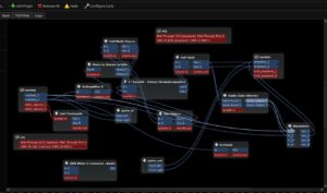 Abbildung 7: Verbinden Sie die Audioeingänge von Waveform mit dem in Carla eingebauten Plugin AudioGain, haben Sie Zugriff auf das Signal eines komplexen Gitarrenverstärkers auf Basis der Guitarix-LV2-Module.