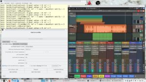 Abbildung 9: Wer eine komplette Audio-Workstation mit Mixer und Editor neben einem Terminal und Ubuntu Studios Controls im Blick haben will, schafft das mit W11 über ein passendes Layout.