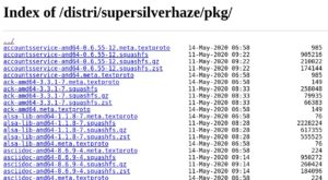 Abbildung 2: Dieser Ausschnitt des Distri-Repositories zeigt SquashFS als Format der Pakete. Diese stehen sowohl als Images bereit als auch gepackt.