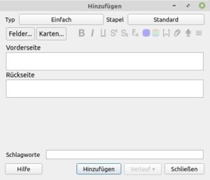 Abbildung 2: Der Eingabedialog von Anki bietet vielfältige Möglichkeiten, die Abfragen zu gestalten. Dazu zählen unter anderem Lückentexte und Multimediadateien.