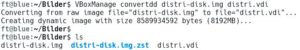 Abbildung 3: Wenn Virtualbox zum Einsatz kommen soll, m&uuml;ssen Sie das heruntergeladene Image zun&auml;chst in ein Virtual Disk Image (VDI) umwandeln.