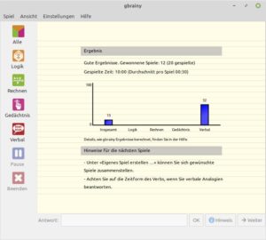 Abbildung 3: Die Statistik gibt sofort Auskunft über den erzielten Lernerfolg.