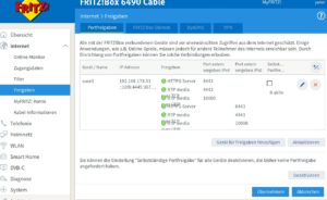 Abbildung 4: Vier freigegebene Ports in der Firewall, hier jeweils f&uuml;r IPv4 und IPv6, machen Jitsi Meet aus dem Internet erreichbar.
