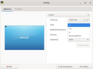 Abbildung 4: Der Konfigurationsdialog f&uuml;r Displays in XFCE&nbsp;4.16 erlaubt nun, den Bildschirminhalt per Xrandr individuell zu skalieren.
