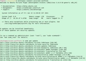 Abbildung 5: Mit dem Connect-Befehl, den die Hilfe unterschlägt, begeben Sie sich auf die Befehlsebene einer Anwendung und unterziehen wie hier eine Vorab-Version von Ubuntu 21.04 einem Update.