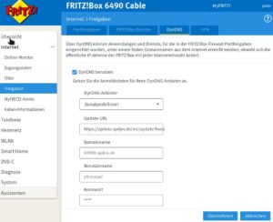 Abbildung 5: DynDNS weist der wechselnden IP des Internet-Anschlusses einen festen Domain-Namen zu und macht es m&ouml;glich, sich &uuml;ber den kostenlosen Dienst Let's Encrypt ein g&uuml;ltiges Sicherheitszertifikat zu besorgen.