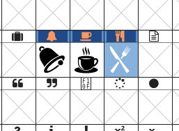 Abbildung 5: Die drei in Fontforge importierten SVG-Grafiken. Die rote Einf&auml;rbung signalisiert, dass die &Auml;nderungen noch nicht gespeichert wurden.