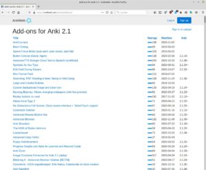 Abbildung 6: Anki lässt sich recht komfortabel um eine Vielzahl von Addons erweitern.