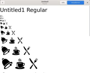 Abbildung 6: Die mithilfe der Beispieldateien erstellte Schriftart nach dem Export im Schriftartenbetrachter des Gnome-Desktops.