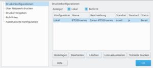Abbildung 2: Den Drucker Canon&nbsp;iP7200 richtet OpenSuse nach dem Anstecken am USB-Port automatisch ein.