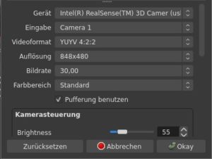 Abbildung 2: In den Webcam-Einstellungen geben Sie unter anderem Auflösung, Bildwiederholrate und Helligkeit vor.