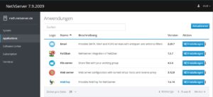 Abbildung 3: Die auf dem System eingerichteten Anwendungen fasst NethServer &uuml;bersichtlich unter <span class="ui-element">Applications</span> zusammen.