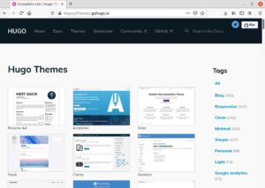 Abbildung 3: Die Hugo-Website f&uuml;hrt einen Katalog mit durchweg qualitativ hochwertigen Themes. &Uuml;ber die <span class="ui-element">Tags</span> l&auml;sst sich die Auswahl gezielt einschr&auml;nken.