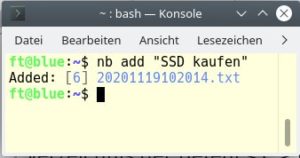 Abbildung 3: Kurze Notizen erstellen Sie ohne den Umweg über einen Editor direkt im Terminal.