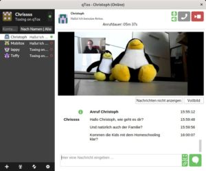 Abbildung 4: Neben klassischen, textbasierten Chats unterst&uuml;tzen viele Tox-Clients auch Audio- und Videoanrufe. qTox erlaubt es sogar, wahlweise den kompletten Bildschirm oder nur Ausschnitte zu &uuml;bertragen.