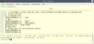 Abbildung 6: Den Überblick bei vielen Notizen behalten Sie mit dem Linux-Standardbefehl <code>ls</code>.