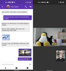 Abbildung 6: Der Android-Client Antox kommt mit Audio- und Videoanrufen gut zurecht. Bei Gruppen-Chats und Telefonaten innerhalb von Gruppen muss die Open-Source-App jedoch noch passen.
