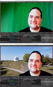 Abbildung 7: OBS Studio mit der virtuellen Webcam. Oben das Original, unten das Bild, das die Videokonferenzteilnehmer sehen.