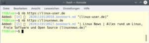 Abbildung 8: Lesezeichen legen Sie durch die Angabe der entsprechenden URL an. Nb extrahiert dabei Informationen über die jeweilige Webseite.