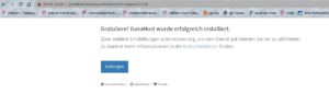 Abbildung 2: Nach dem Abschluss des ersten Teils der Installation wechseln Sie vom Terminal in den Browser, um die Installation abzuschlie&szlig;en.