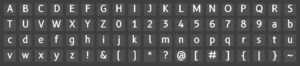 Abbildung 3: Die Glyphen der Schriftart B612 Mono.