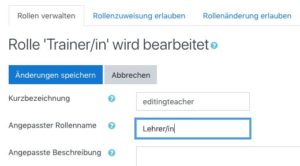 Abbildung 3: Wenn Sie <span class="ui-element">Trainer</span> lieber <span class="ui-element">Lehrer</span> nennen, &auml;ndern Sie den Titel der entsprechenden Rolle global in der Website-Administration.