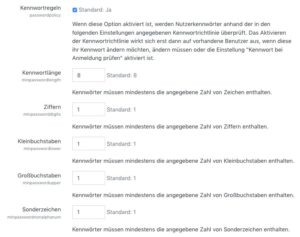 Abbildung 4: Bei Bedarf lockern Sie allzu strenge Vorgaben f&uuml;r die Kennw&ouml;rter der Teilnehmer und erreichen so einen guten Kompromiss zwischen Komfort und Sicherheit.