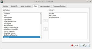 Abbildung 5: In der Praxis scheitert die Automatik beim Ausführen vieler Filter: Obwohl sie bei manuellem Aufruf funktionieren, bleiben Sie im Batch-Modus ohne Wirkung.