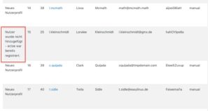 Abbildung 7: Ist Moodle nicht in der Lage, ein Konto anzulegen, weist es deutlich auf das Problem hin.