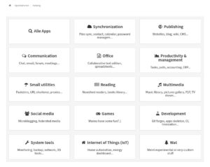 Abbildung 9: Der in Rubriken unterteilte App-Katalog bietet rund 200&nbsp;Dienste, die Sie auf Wunsch mit einem Klick installieren.