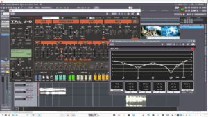 Abbildung 11: Der VST3-Synth TAL verursacht spürbare Systemlast, funktioniert aber tadellos. Den ACE EQ hat Ardour an Bord; er zeigt seine Kurve direkt im Kanalzug an.