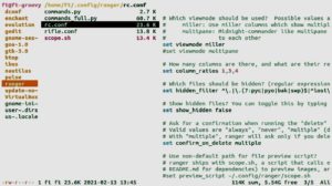 Abbildung 2: Nach dem Verschieben der Konfigurationsdateien nach <code>~/.config/ranger/</code> sehen Sie in der Drei-Fenster-Ansicht die Datei <code>rc.conf</code>, die Sie &uuml;ber&nbsp;[Eingabe] im Editor &ouml;ffnen.