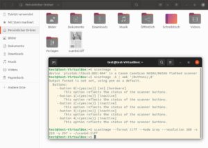 Abbildung 2: Im ersten Schritt testen Sie, ob das Linux-Scanner-Backend Sane die Hardware unterst&uuml;tzt und zuverl&auml;ssig im Schwarzwei&szlig;modus scannt.